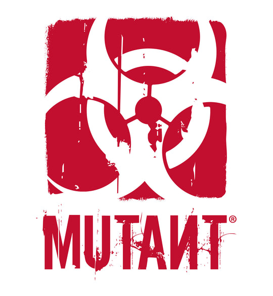 A photo of the Rugged Truck Window Decal, showcasing the MUTANT logo in red. Set against a white background.