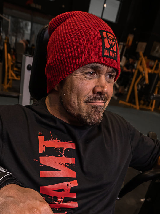 Patched Gym Beanie (Red)